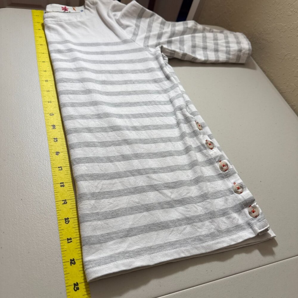 Maeve Anthropologie Women Top White Gray Striped‎ Button Detail Medium - Picture 8 of 9